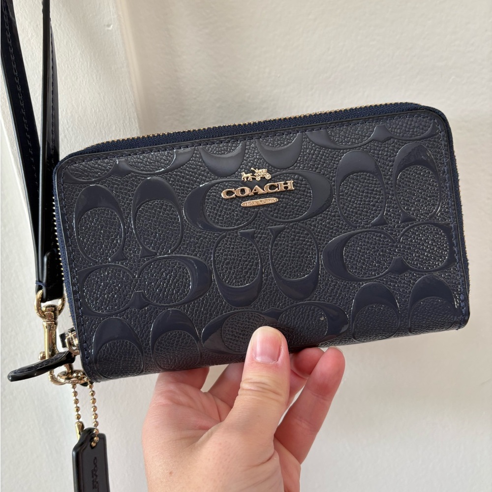 Coach Navy Embossed Wallet